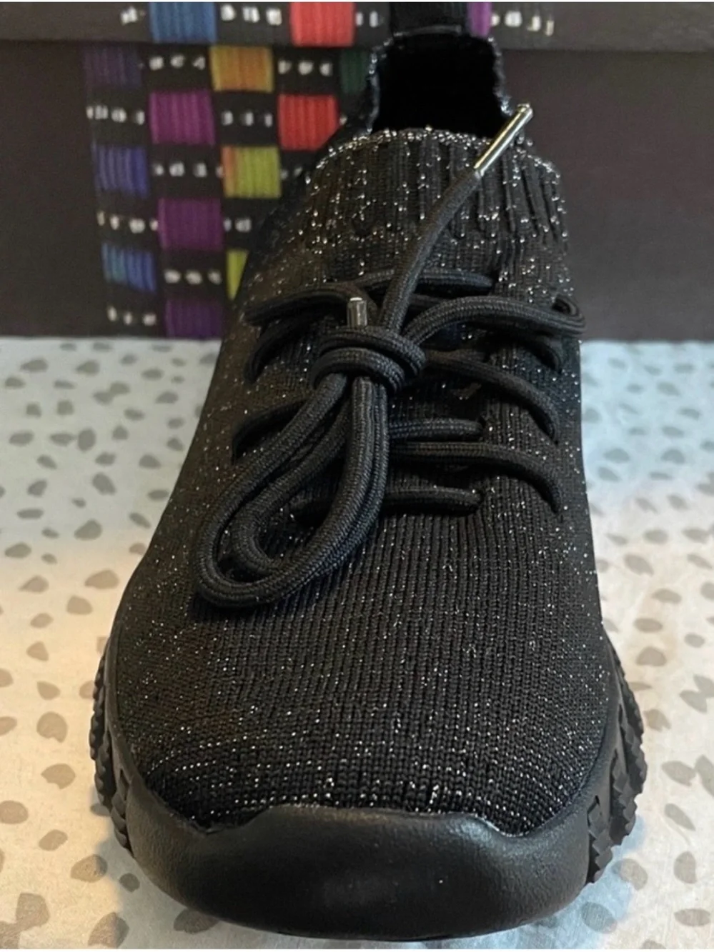 bernie mev. Black Ribbed Lug Sole Casual Sneakers - Picture 2 of 4